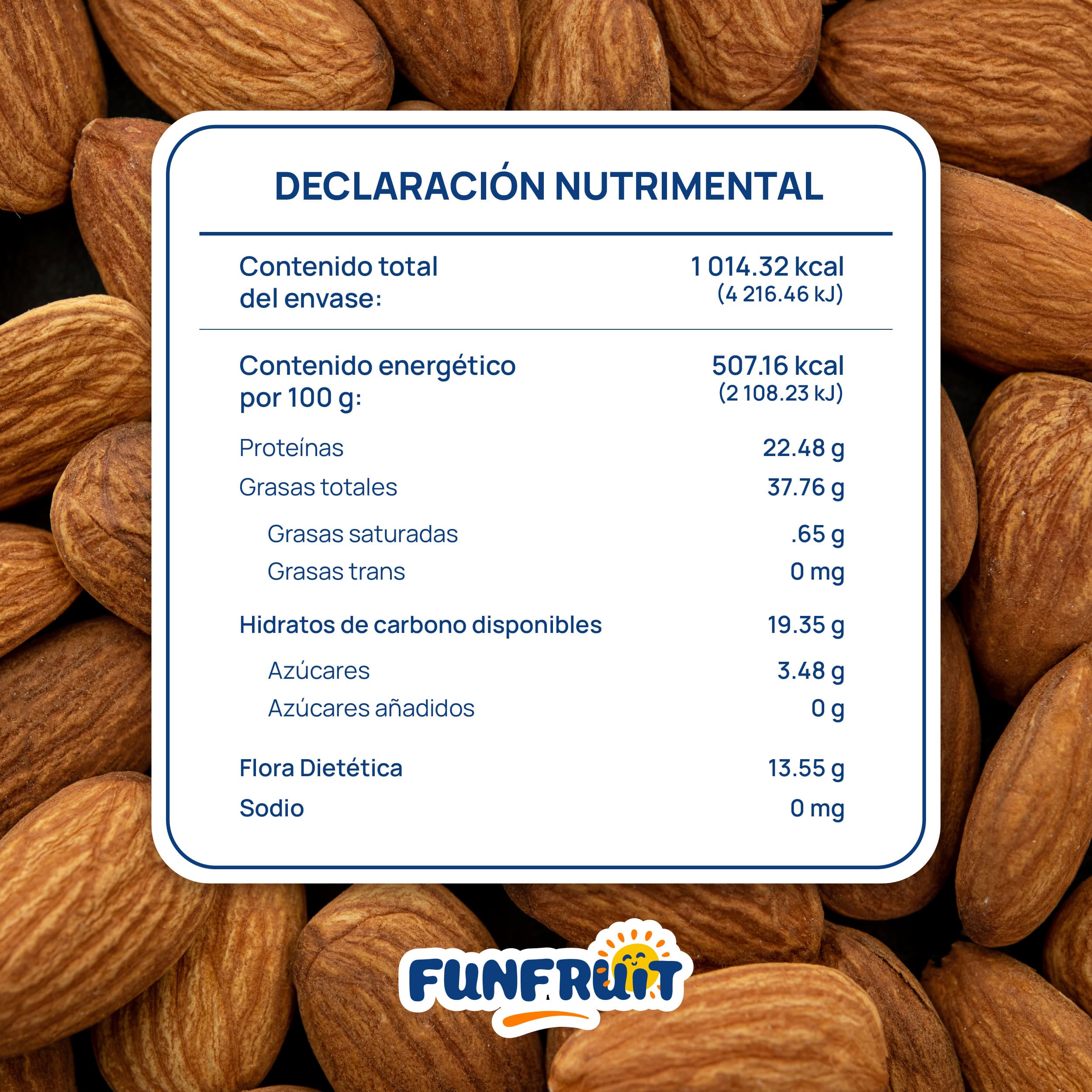 FUN FRUIT - DESCRIPCIÓN - Almendra entera 200g_2 - Declaración nutrimental